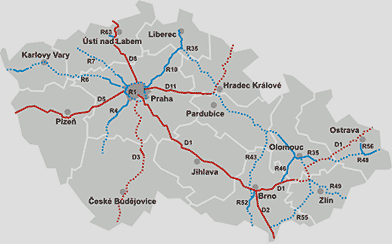 Mapa ČR - doprava